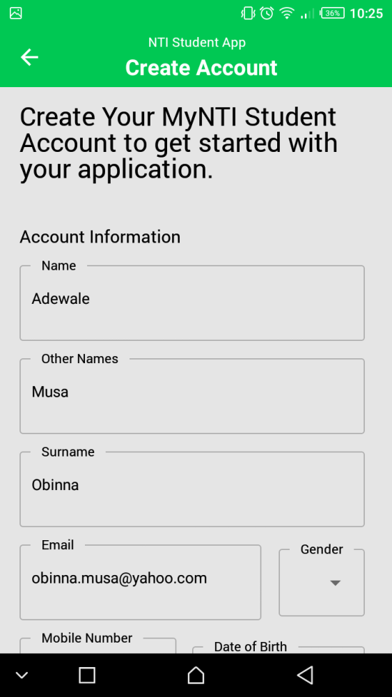 To Create an Account - myNTI Mobile App Guide - 1